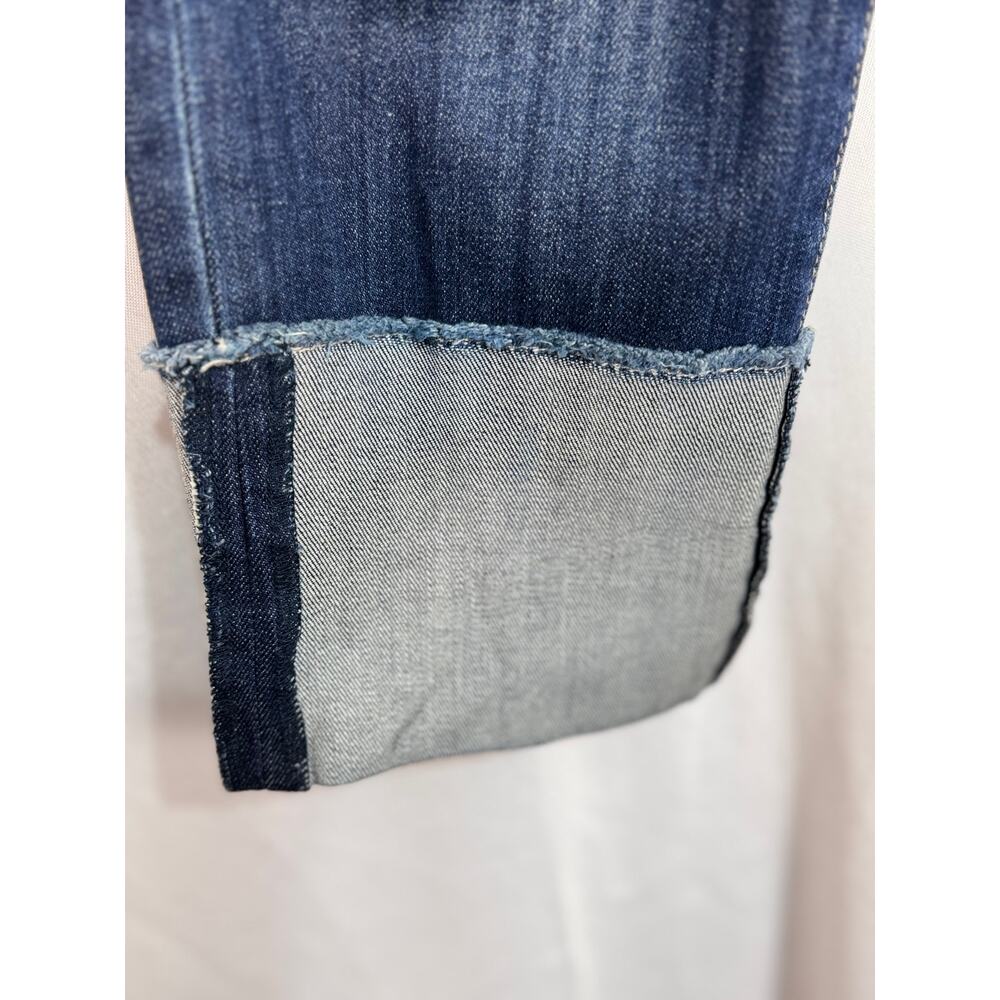 Kut From the Kloth Cameron blue denim crop jeans distressed straight wide cuff 6 - Picture 5 of 8